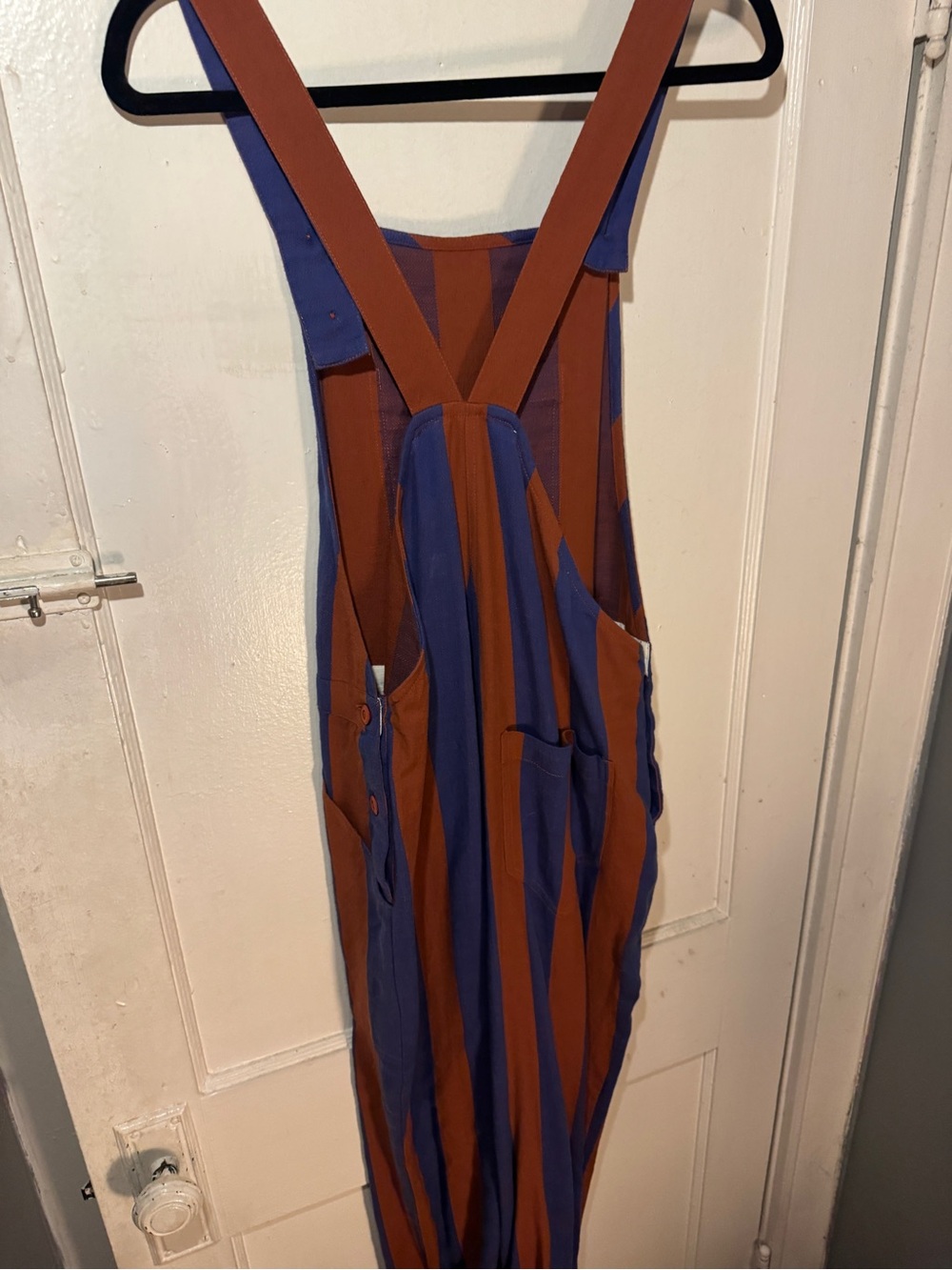 Ace & Jig Striped One-Piece Overalls in Blue and Brown - Picture 3 of 6